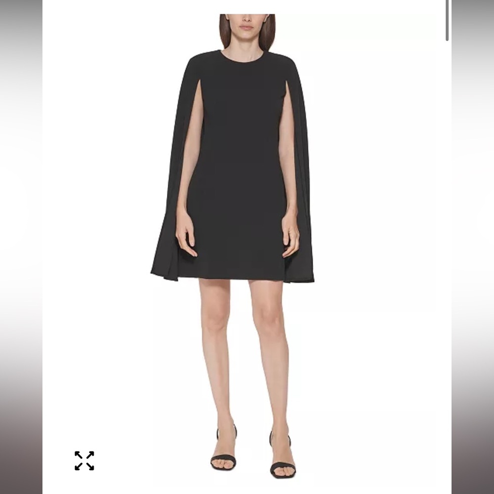 Calvin Klein Elegant Black Cape Mini Dress